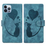 Capa de telemóvel em pele com relevo de caneta, coração e gato, para iPhone 14 Plus, para iPhone 14, para iPhone 14 Pro, para iPhone 14 Pro Max, para iPhone 7 / 8 / SE 2022, para iPhone 13 Pro Max, para iPhone 13 Pro, para iPhone 13