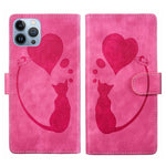 Capa de telemóvel em pele com relevo de caneta, coração e gato, para iPhone 14 Plus, para iPhone 14, para iPhone 14 Pro, para iPhone 14 Pro Max, para iPhone 7 / 8 / SE 2022, para iPhone 13 Pro Max, para iPhone 13 Pro, para iPhone 13