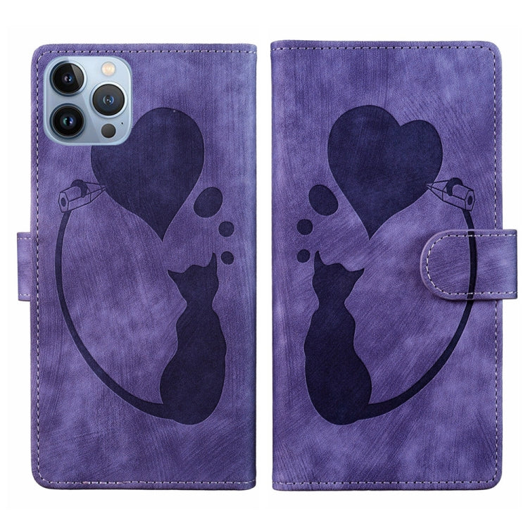 Capa de telemóvel em pele com relevo de caneta, coração e gato, para iPhone 14 Plus, para iPhone 14, para iPhone 14 Pro, para iPhone 14 Pro Max, para iPhone 7 / 8 / SE 2022, para iPhone 13 Pro Max, para iPhone 13 Pro, para iPhone 13