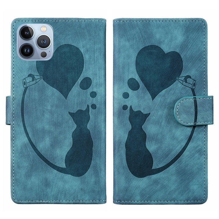 Capa de telemóvel em pele com relevo de caneta, coração e gato, para iPhone 14 Plus, para iPhone 14, para iPhone 14 Pro, para iPhone 14 Pro Max, para iPhone 7 / 8 / SE 2022, para iPhone 13 Pro Max, para iPhone 13 Pro, para iPhone 13