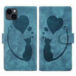 Capa de telemóvel em pele com relevo de caneta, coração e gato, para iPhone 14 Plus, para iPhone 14, para iPhone 14 Pro, para iPhone 14 Pro Max, para iPhone 7 / 8 / SE 2022, para iPhone 13 Pro Max, para iPhone 13 Pro, para iPhone 13