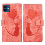 Capa para telemóvel em pele com relevo de caneta, coração e gato, para iPhone 13 mini, para iPhone 12, para iPhone 12 Pro Max, para iPhone 12 Pro, para iPhone 12 mini, para iPhone 11 Pro Max, para iPhone 11, para iPhone 11 Pro