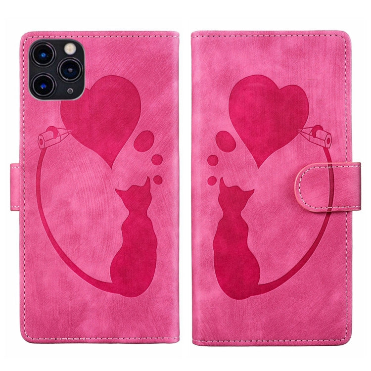 Capa para telemóvel em pele com relevo de caneta, coração e gato, para iPhone 13 mini, para iPhone 12, para iPhone 12 Pro Max, para iPhone 12 Pro, para iPhone 12 mini, para iPhone 11 Pro Max, para iPhone 11, para iPhone 11 Pro
