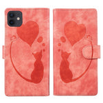 Capa para telemóvel em pele com relevo de caneta, coração e gato, para iPhone 13 mini, para iPhone 12, para iPhone 12 Pro Max, para iPhone 12 Pro, para iPhone 12 mini, para iPhone 11 Pro Max, para iPhone 11, para iPhone 11 Pro
