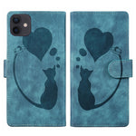 Capa para telemóvel em pele com relevo de caneta, coração e gato, para iPhone 13 mini, para iPhone 12, para iPhone 12 Pro Max, para iPhone 12 Pro, para iPhone 12 mini, para iPhone 11 Pro Max, para iPhone 11, para iPhone 11 Pro