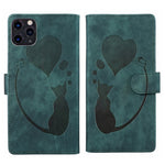 Capa para telemóvel em pele com relevo de caneta, coração e gato, para iPhone 13 mini, para iPhone 12, para iPhone 12 Pro Max, para iPhone 12 Pro, para iPhone 12 mini, para iPhone 11 Pro Max, para iPhone 11, para iPhone 11 Pro