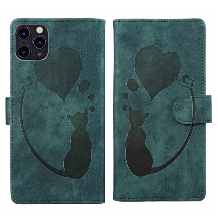Capa para telemóvel em pele com relevo de caneta, coração e gato, para iPhone 13 mini, para iPhone 12, para iPhone 12 Pro Max, para iPhone 12 Pro, para iPhone 12 mini, para iPhone 11 Pro Max, para iPhone 11, para iPhone 11 Pro