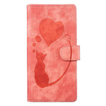 Capa de telemóvel em pele com relevo de caneta, coração e gato, para iPhone 17 Pro Max, para iPhone 17 Pro, para iPhone 17, para iPhone Air, para iPhone 15 Pro Max, para iPhone 15 Pro, para iPhone 15 Plus, para iPhone 15
