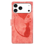 Capa de telemóvel em pele com relevo de caneta, coração e gato, para iPhone 17 Pro Max, para iPhone 17 Pro, para iPhone 17, para iPhone Air, para iPhone 15 Pro Max, para iPhone 15 Pro, para iPhone 15 Plus, para iPhone 15