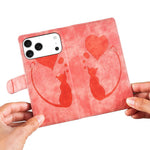 Capa de telemóvel em pele com relevo de caneta, coração e gato, para iPhone 17 Pro Max, para iPhone 17 Pro, para iPhone 17, para iPhone Air, para iPhone 15 Pro Max, para iPhone 15 Pro, para iPhone 15 Plus, para iPhone 15