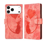 Capa de telemóvel em pele com relevo de caneta, coração e gato, para iPhone 17 Pro Max, para iPhone 17 Pro, para iPhone 17, para iPhone Air, para iPhone 15 Pro Max, para iPhone 15 Pro, para iPhone 15 Plus, para iPhone 15