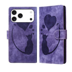 Capa de telemóvel em pele com relevo de caneta, coração e gato, para iPhone 17 Pro Max, para iPhone 17 Pro, para iPhone 17, para iPhone Air, para iPhone 15 Pro Max, para iPhone 15 Pro, para iPhone 15 Plus, para iPhone 15