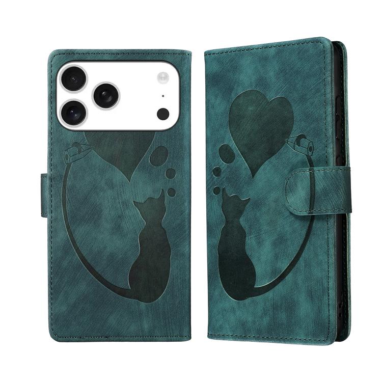 Capa de telemóvel em pele com relevo de caneta, coração e gato, para iPhone 17 Pro Max, para iPhone 17 Pro, para iPhone 17, para iPhone Air, para iPhone 15 Pro Max, para iPhone 15 Pro, para iPhone 15 Plus, para iPhone 15