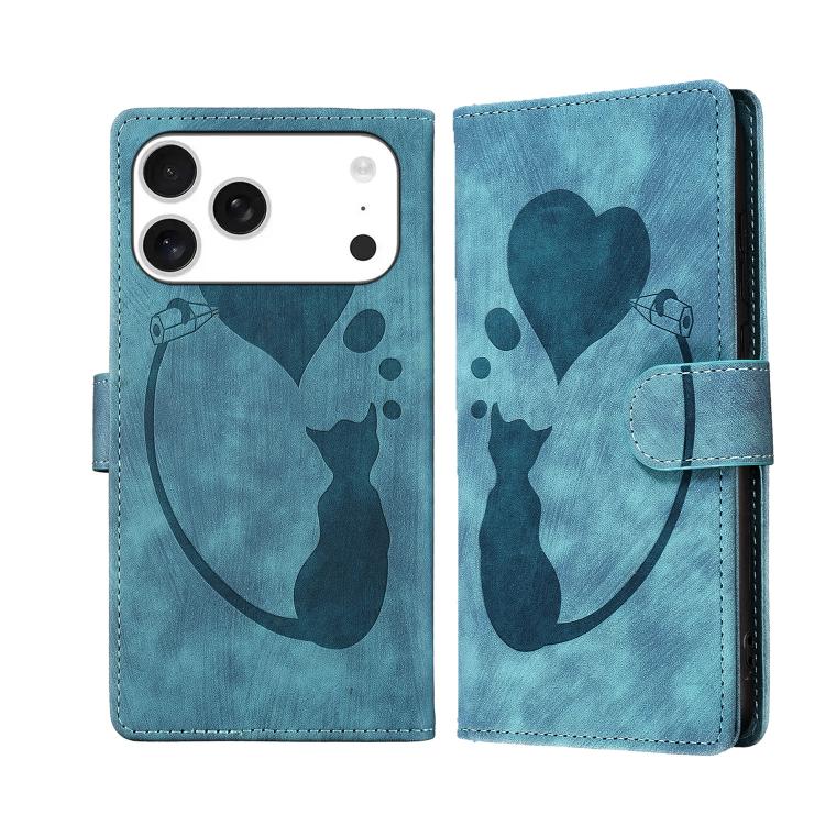 Capa de telemóvel em pele com relevo de caneta, coração e gato, para iPhone 17 Pro Max, para iPhone 17 Pro, para iPhone 17, para iPhone Air, para iPhone 15 Pro Max, para iPhone 15 Pro, para iPhone 15 Plus, para iPhone 15