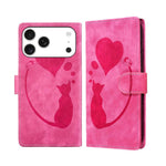 Capa de telemóvel em pele com relevo de caneta, coração e gato, para iPhone 17 Pro Max, para iPhone 17 Pro, para iPhone 17, para iPhone Air, para iPhone 15 Pro Max, para iPhone 15 Pro, para iPhone 15 Plus, para iPhone 15
