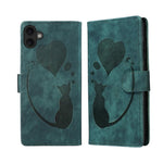 Capa de telemóvel em pele com relevo de caneta, coração e gato, para iPhone 17 Pro Max, para iPhone 17 Pro, para iPhone 17, para iPhone Air, para iPhone 15 Pro Max, para iPhone 15 Pro, para iPhone 15 Plus, para iPhone 15
