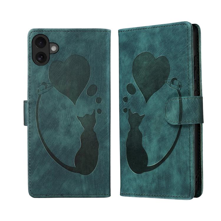 Capa de telemóvel em pele com relevo de caneta, coração e gato, para iPhone 17 Pro Max, para iPhone 17 Pro, para iPhone 17, para iPhone Air, para iPhone 15 Pro Max, para iPhone 15 Pro, para iPhone 15 Plus, para iPhone 15