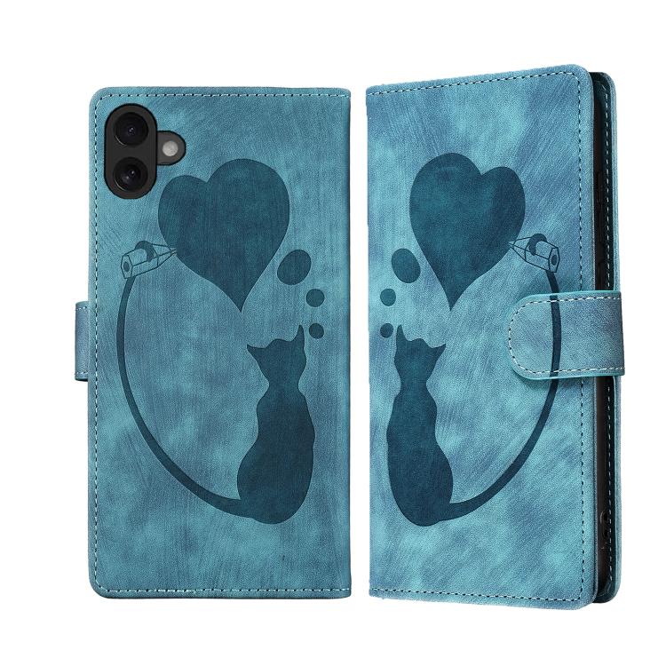 Capa de telemóvel em pele com relevo de caneta, coração e gato, para iPhone 17 Pro Max, para iPhone 17 Pro, para iPhone 17, para iPhone Air, para iPhone 15 Pro Max, para iPhone 15 Pro, para iPhone 15 Plus, para iPhone 15