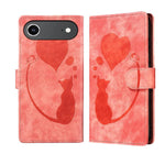 Capa de telemóvel em pele com relevo de caneta, coração e gato, para iPhone 17 Pro Max, para iPhone 17 Pro, para iPhone 17, para iPhone Air, para iPhone 15 Pro Max, para iPhone 15 Pro, para iPhone 15 Plus, para iPhone 15