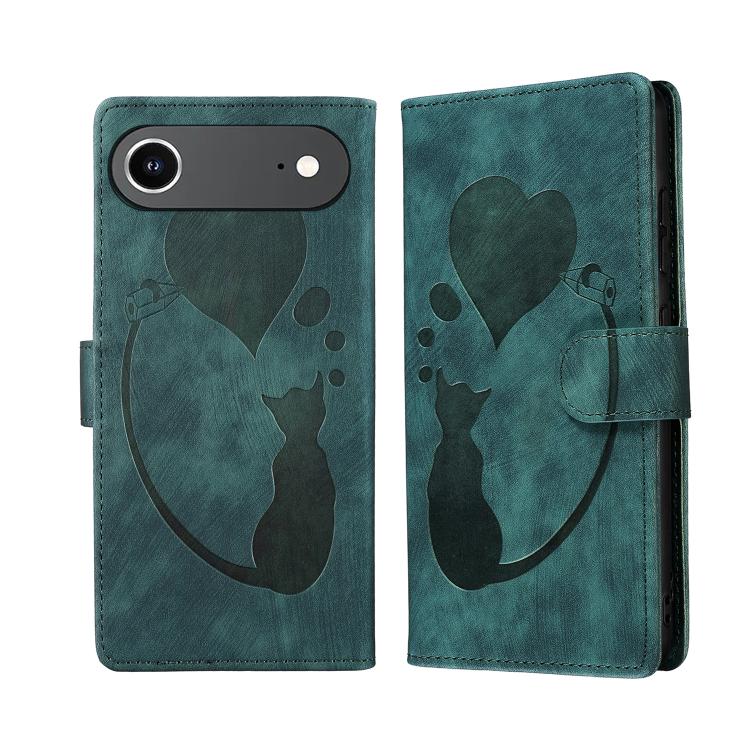Capa de telemóvel em pele com relevo de caneta, coração e gato, para iPhone 17 Pro Max, para iPhone 17 Pro, para iPhone 17, para iPhone Air, para iPhone 15 Pro Max, para iPhone 15 Pro, para iPhone 15 Plus, para iPhone 15