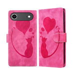 Capa de telemóvel em pele com relevo de caneta, coração e gato, para iPhone 17 Pro Max, para iPhone 17 Pro, para iPhone 17, para iPhone Air, para iPhone 15 Pro Max, para iPhone 15 Pro, para iPhone 15 Plus, para iPhone 15
