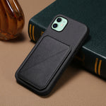 Capa de telemóvel com suporte para dois cartões em textura de bezerro D04, para iPhone 11, para iPhone 11 Pro, para iPhone X / XS, para iPhone XR, para iPhone XS Max, para iPhone 7 Plus / 8 Plus
