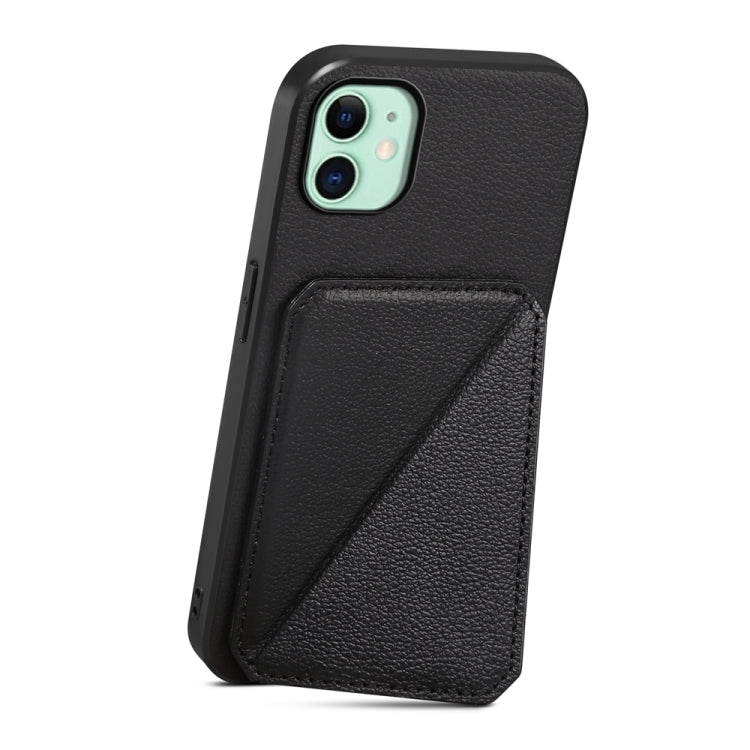 Capa de telemóvel com suporte para dois cartões em textura de bezerro D04, para iPhone 11, para iPhone 11 Pro, para iPhone X / XS, para iPhone XR, para iPhone XS Max, para iPhone 7 Plus / 8 Plus