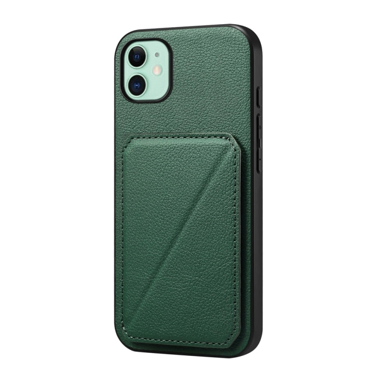 Capa de telemóvel com suporte para dois cartões em textura de bezerro D04, para iPhone 11, para iPhone 11 Pro, para iPhone X / XS, para iPhone XR, para iPhone XS Max, para iPhone 7 Plus / 8 Plus