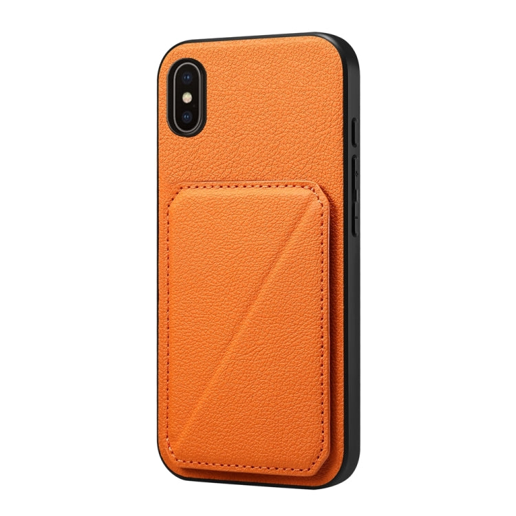 Capa de telemóvel com suporte para dois cartões em textura de bezerro D04, para iPhone 11, para iPhone 11 Pro, para iPhone X / XS, para iPhone XR, para iPhone XS Max, para iPhone 7 Plus / 8 Plus