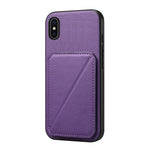 Capa de telemóvel com suporte para dois cartões em textura de bezerro D04, para iPhone 11, para iPhone 11 Pro, para iPhone X / XS, para iPhone XR, para iPhone XS Max, para iPhone 7 Plus / 8 Plus