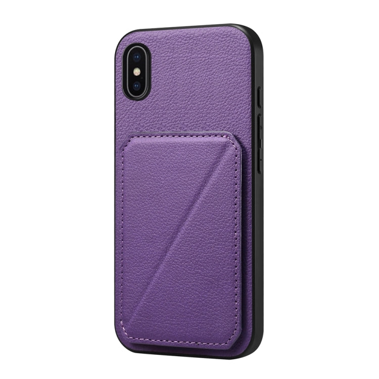 Capa de telemóvel com suporte para dois cartões em textura de bezerro D04, para iPhone 11, para iPhone 11 Pro, para iPhone X / XS, para iPhone XR, para iPhone XS Max, para iPhone 7 Plus / 8 Plus
