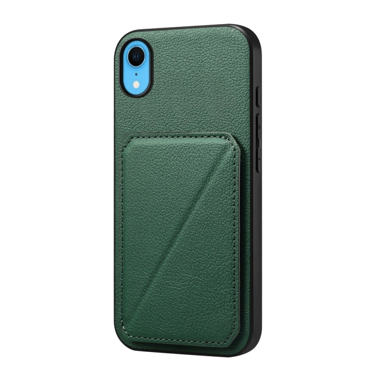 Capa de telemóvel com suporte para dois cartões em textura de bezerro D04, para iPhone 11, para iPhone 11 Pro, para iPhone X / XS, para iPhone XR, para iPhone XS Max, para iPhone 7 Plus / 8 Plus