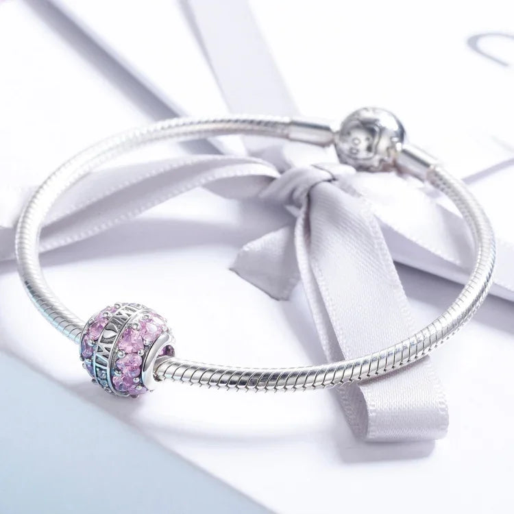 Pendente em Prata Esterlina S925 Contas Grande Amor Acessórios para Pulseira e Colar DIY