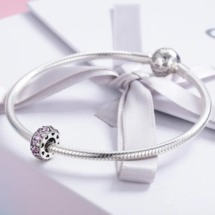 Pendente em Prata Esterlina S925 Contas Batimento Cardíaco Acessórios para Pulseira e Colar DIY