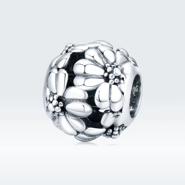 Contas Margarida Simples em Prata Esterlina S925 Acessórios para Pulseira e Colar DIY