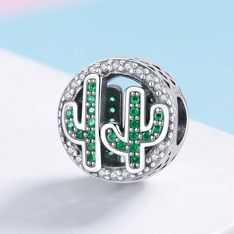 Pendente em Prata Esterlina S925 Contas Cacto Vigor Acessórios para Pulseira e Colar DIY