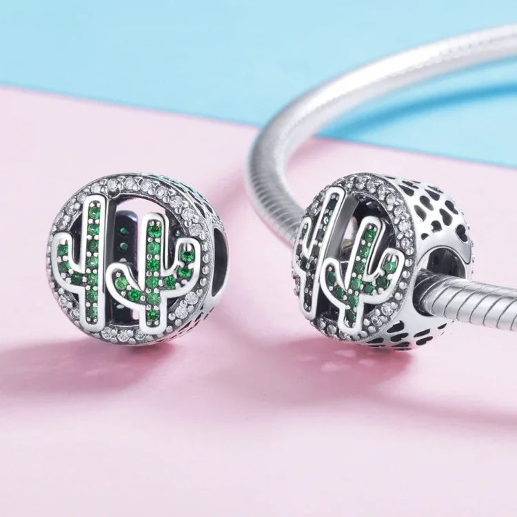 Pendente em Prata Esterlina S925 Contas Cacto Vigor Acessórios para Pulseira e Colar DIY