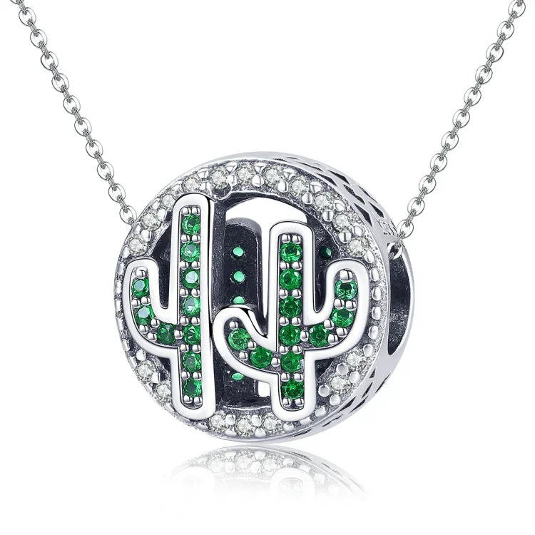Pendente em Prata Esterlina S925 Contas Cacto Vigor Acessórios para Pulseira e Colar DIY