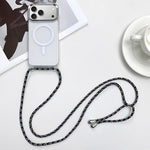 Capa de telemóvel magnética MagSafe em PC + TPU com cordão, para iPhone 17e / 16e, para iPhone 17 Pro Max, para iPhone 17 Pro, para iPhone 17