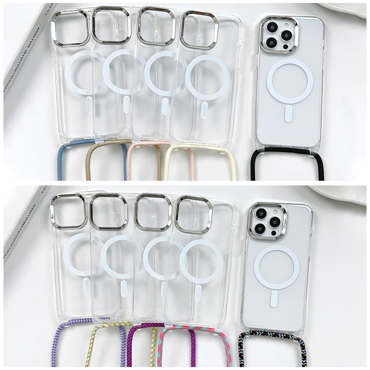 Capa de telemóvel magnética MagSafe em PC + TPU com cordão, para iPhone 17e / 16e, para iPhone 17 Pro Max, para iPhone 17 Pro, para iPhone 17