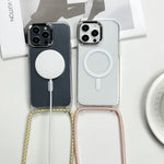 Capa de telemóvel magnética MagSafe em PC + TPU com cordão, para iPhone 17e / 16e, para iPhone 17 Pro Max, para iPhone 17 Pro, para iPhone 17
