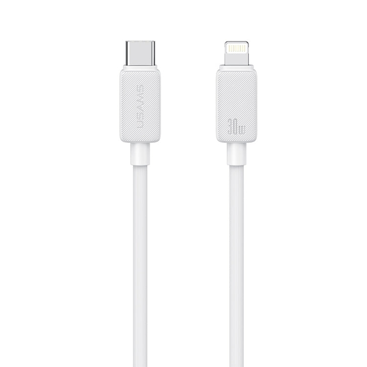 USAMS US-SJ697 Cabo de Dados de Carregamento Rápido 30W USB-C / Type-C para 8 Pinos Listrado, 1m, 2m, 3m
