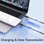 USAMS US-SJ697 Cabo de Dados de Carregamento Rápido 30W USB-C / Type-C para 8 Pinos Listrado, 1m, 2m, 3m