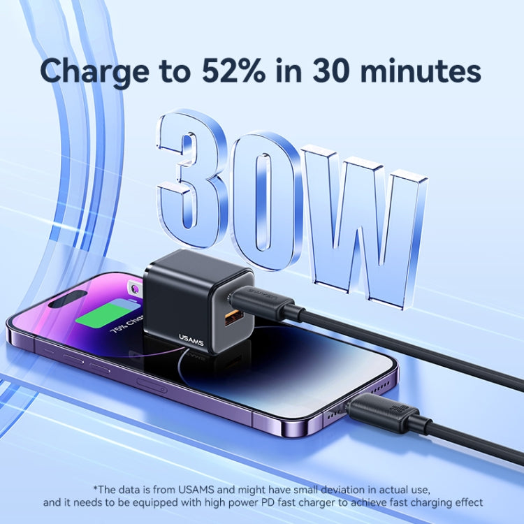 USAMS US-SJ697 Cabo de Dados de Carregamento Rápido 30W USB-C / Type-C para 8 Pinos Listrado, 1m, 2m, 3m