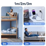 USAMS US-SJ697 Cabo de Dados de Carregamento Rápido 30W USB-C / Type-C para 8 Pinos Listrado, 1m, 2m, 3m