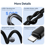 USAMS US-SJ697 Cabo de Dados de Carregamento Rápido 30W USB-C / Type-C para 8 Pinos Listrado, 1m, 2m, 3m