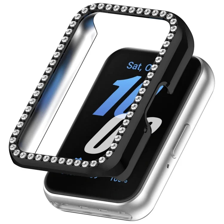 Capa Protetora de Relógio em PC Oca com Meio Pacote de Diamante, Para Samsung Galaxy Fit 3