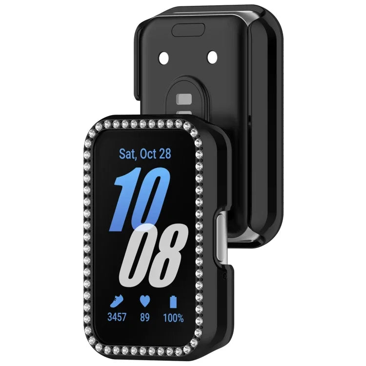 Capa Protetora de Relógio em PC Oca com Meio Pacote de Diamante, Para Samsung Galaxy Fit 3