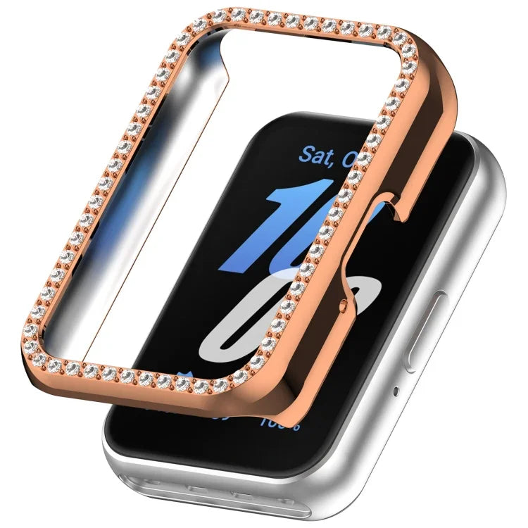 Capa Protetora de Relógio em PC Oca com Meio Pacote de Diamante, Para Samsung Galaxy Fit 3