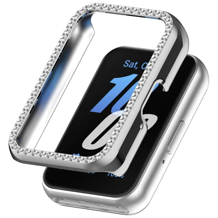 Capa Protetora de Relógio em PC Oca com Meio Pacote de Diamante, Para Samsung Galaxy Fit 3